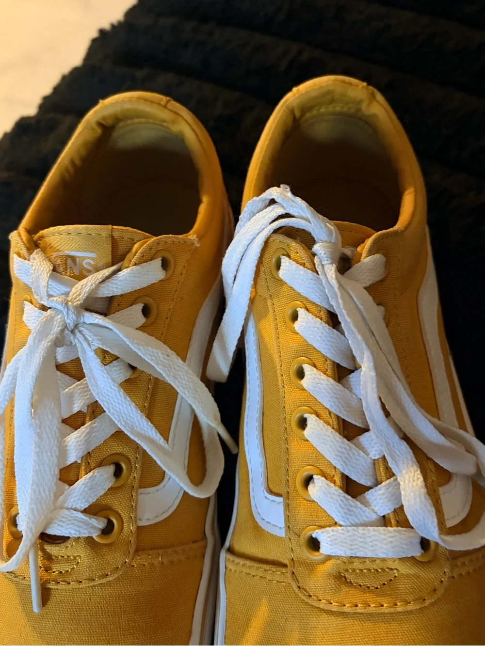 Vans Yellow Canvas Low-Top Sneakers with White Stripe